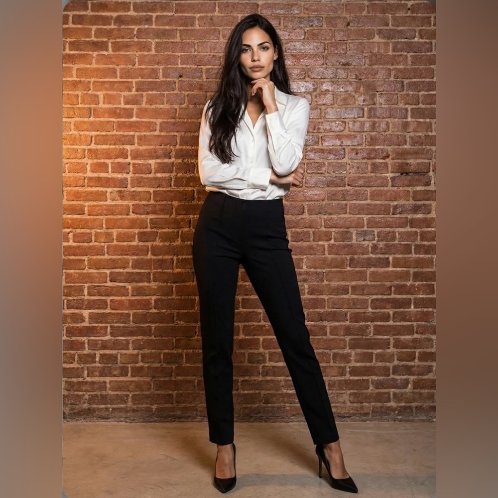 NWT Chicos Lindy Side Zip Front Seam Cigarette Pants Black Size 2-4
